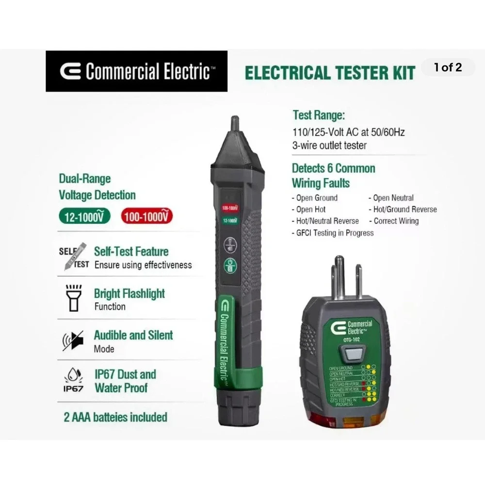 Commercial Electric‎ Electrical Tester Kit Green 1004 482 945